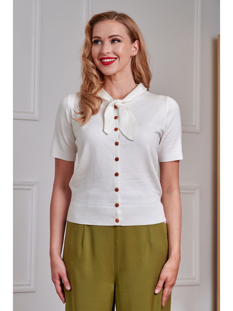 Banned Retro 50s Katy Summer Knot Cardigan-Cream