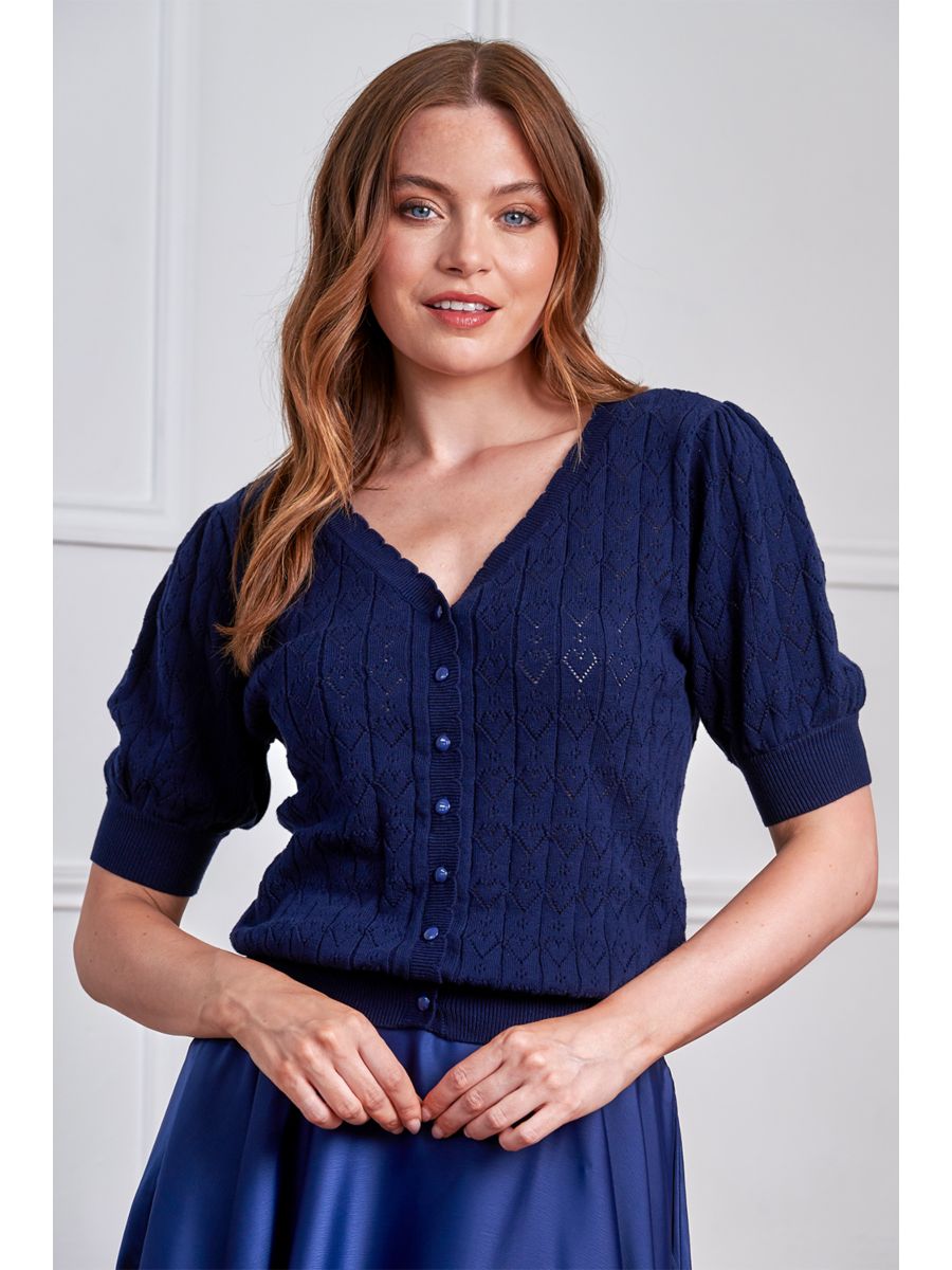 Banned Retro 50s Sweet Heart Cardigan-Navy