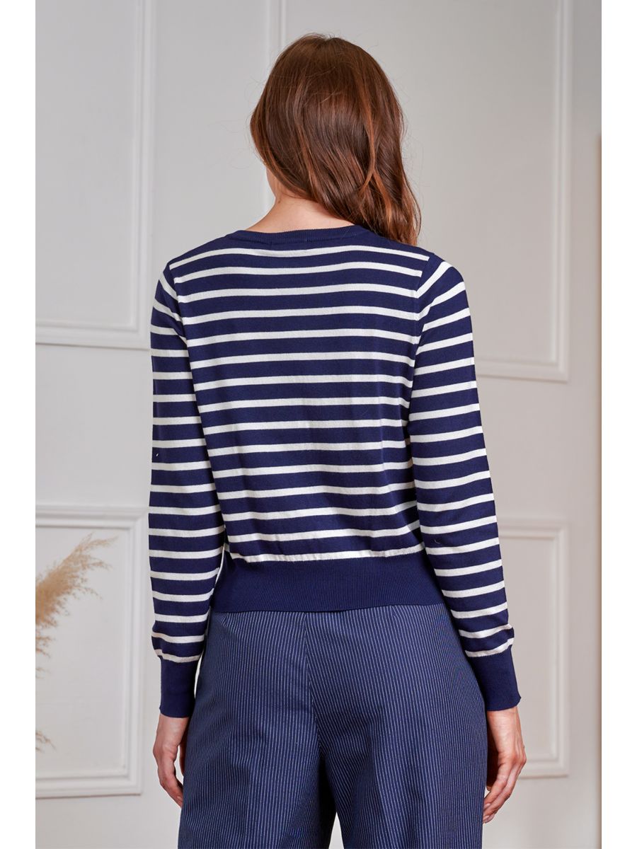Banned Retro 50s Nautical Cardigan-Navy/White
