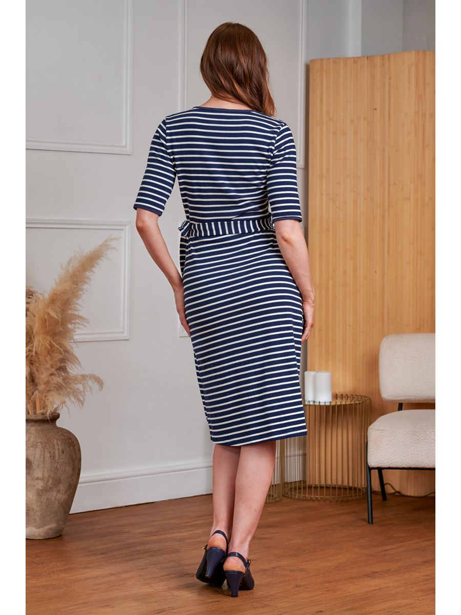 Banned Retro 40's May Stripe Dress-Navy