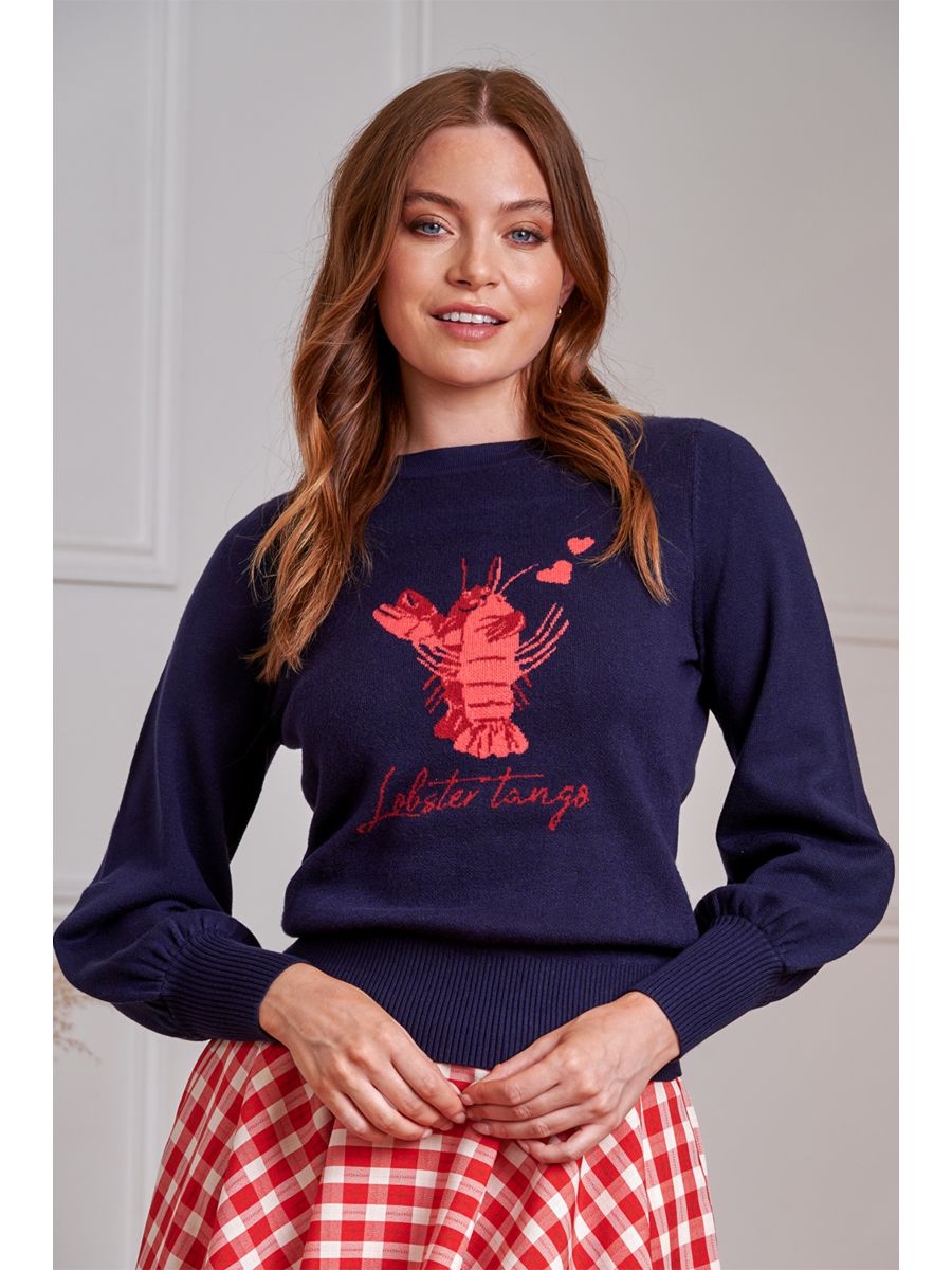 Banned Retro 50s Joy Lobster Jumper-Navy