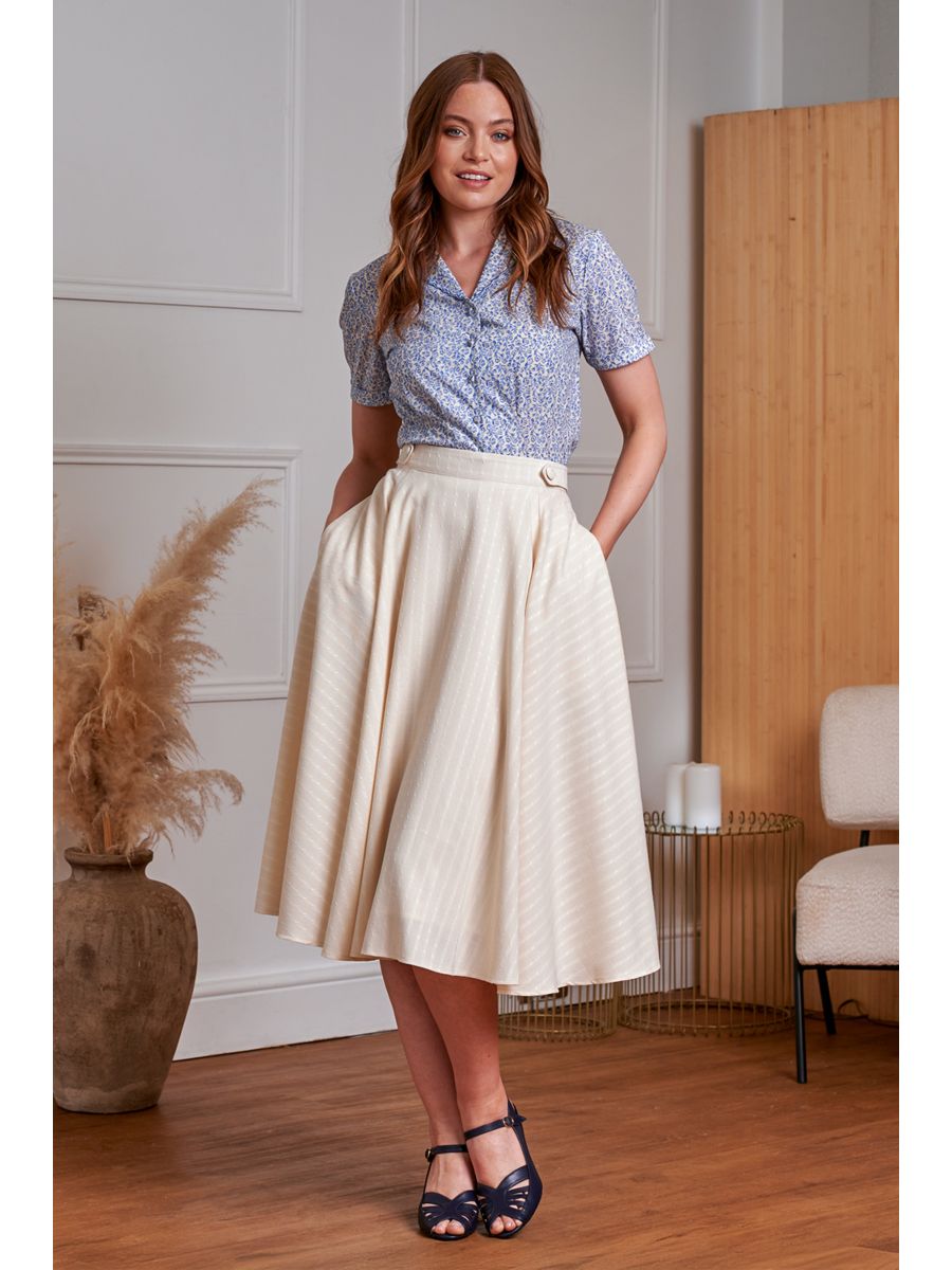 1950's Banned Retro Didi Rope Swing Skirt-Cream