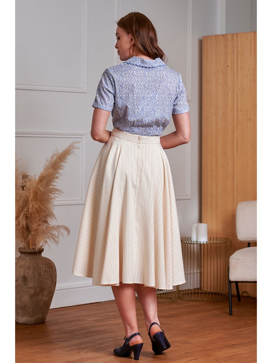 1950's Banned Retro Didi Rope Swing Skirt-Cream
