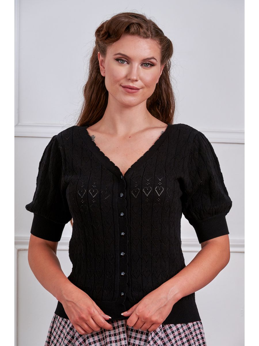 Banned Retro 50s Sweet Heart Cardigan-Black