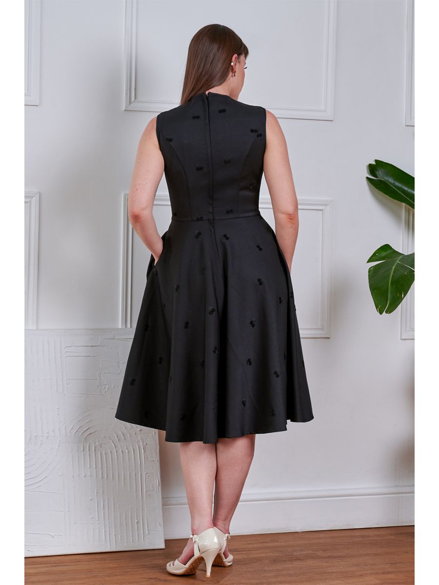 Banned Retro 50s Daisy Cherry Dress-Black