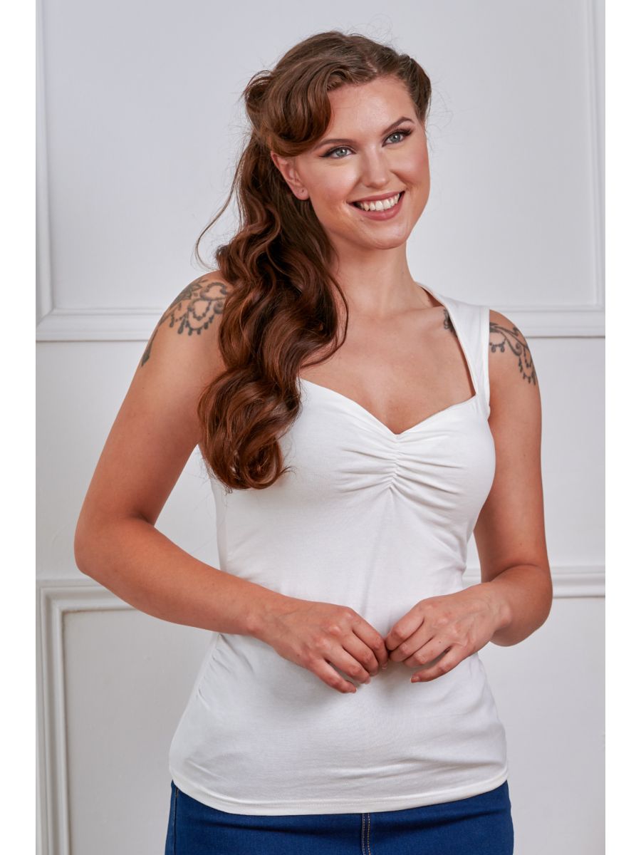 Banned Retro 50s Jade Jersey Top-White