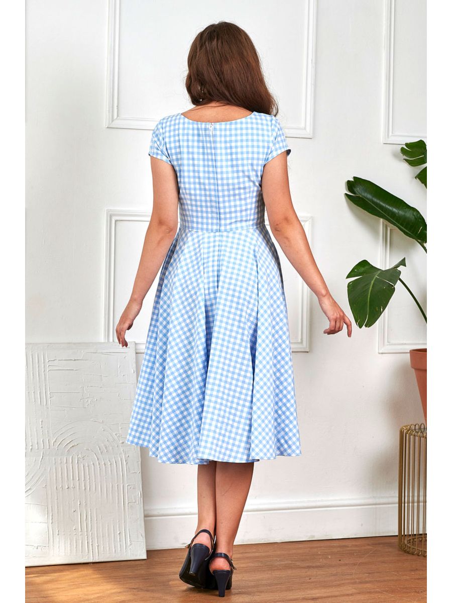 Banned Retro 50s Lola Gingham Swing Dress-Blue