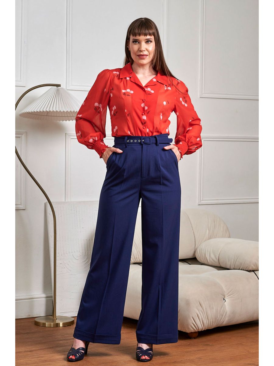 Banned Retro Joanna 40s High Waist Trousers-Navy