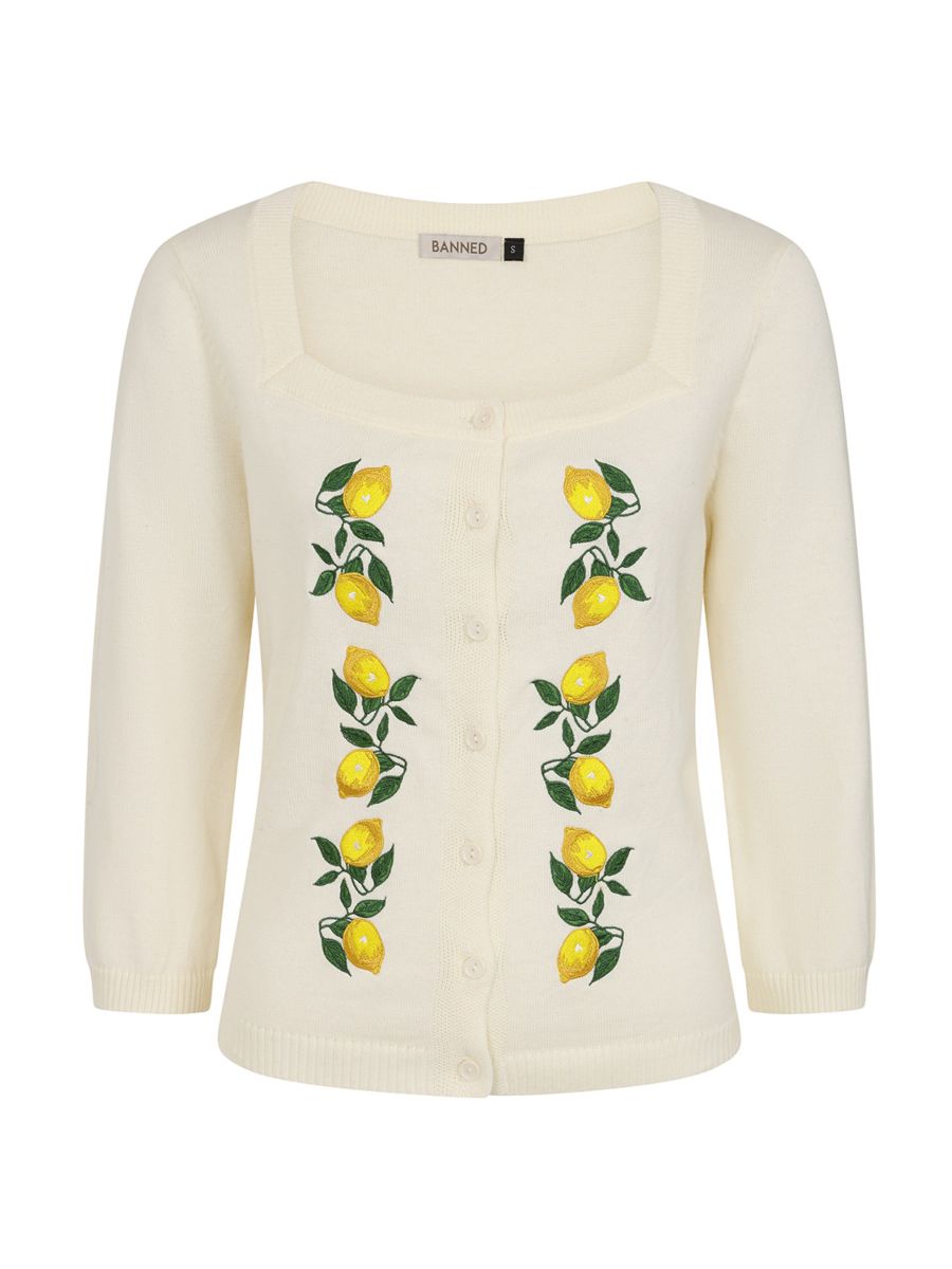Banned Retro 50s Marla Lemon Cardigan-Ivory