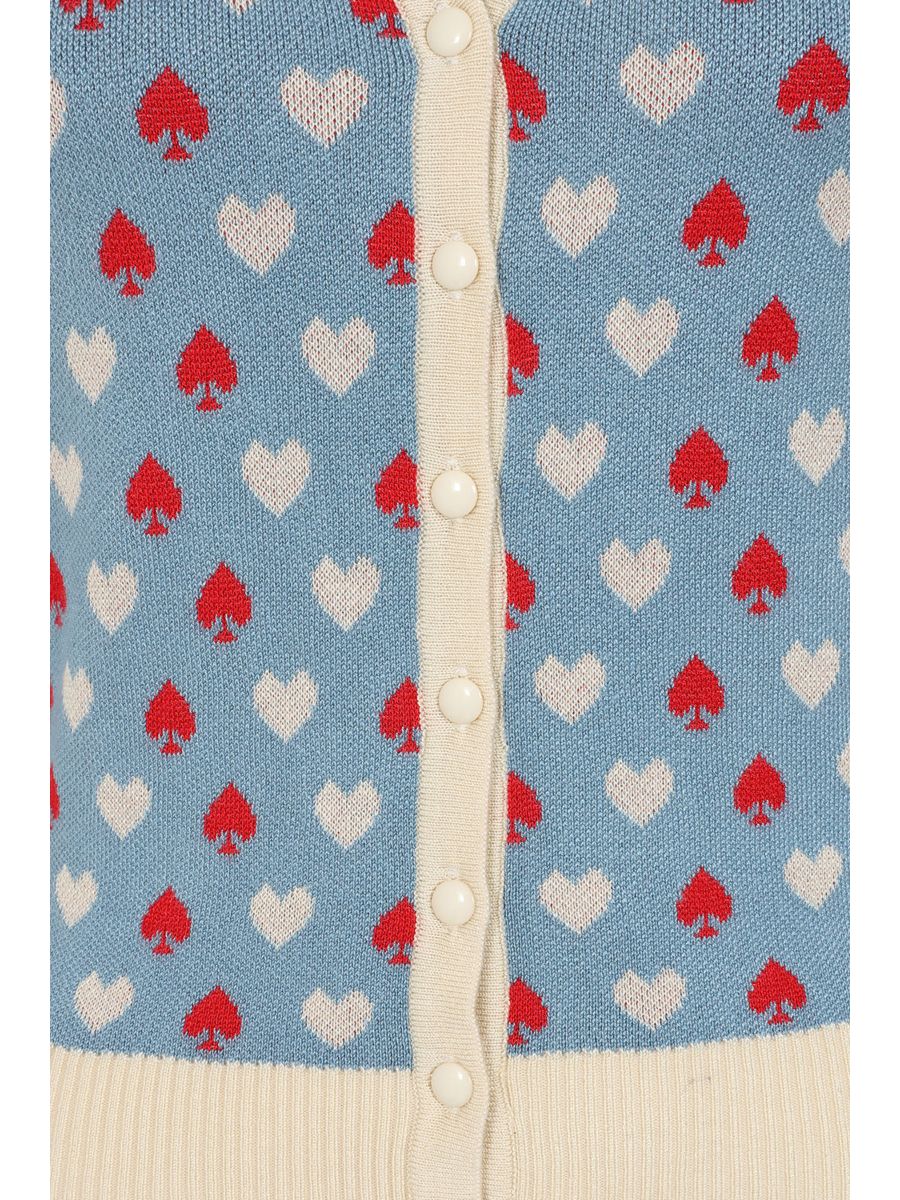 Banned Rockabilly Ruby Spade Knitted Cardigan-Teal Blue