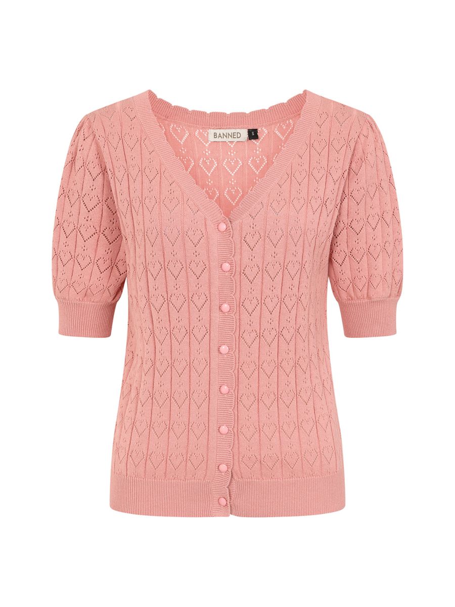 Banned Retro 50s Sweet Heart Cardigan-Pink