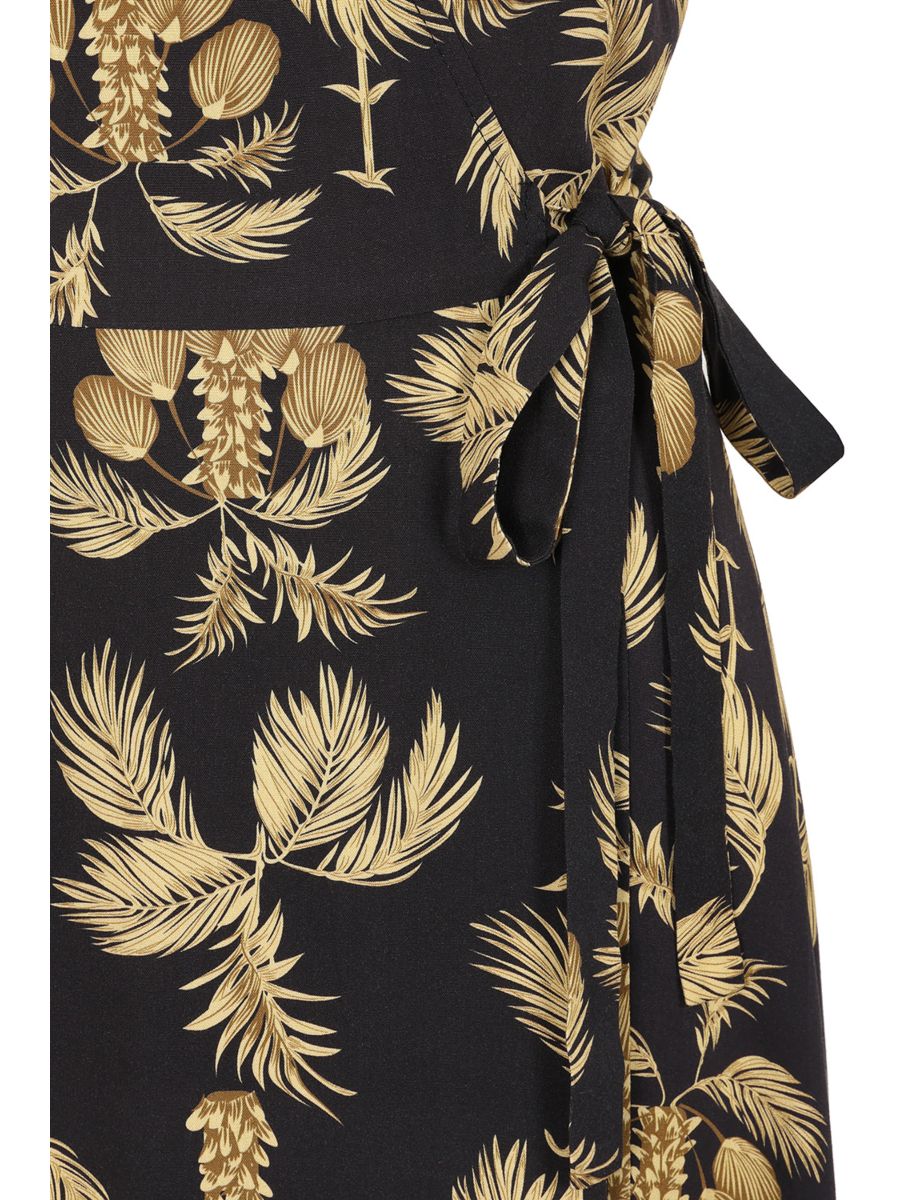 Banned Retro 40s Carol Golden Hour Wrap Midi Dress-Black