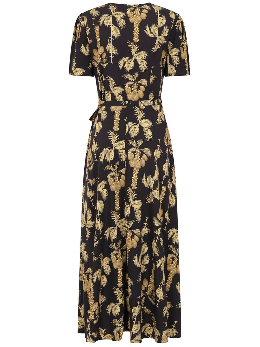 Banned Retro 40s Carol Golden Hour Wrap Midi Dress-Black