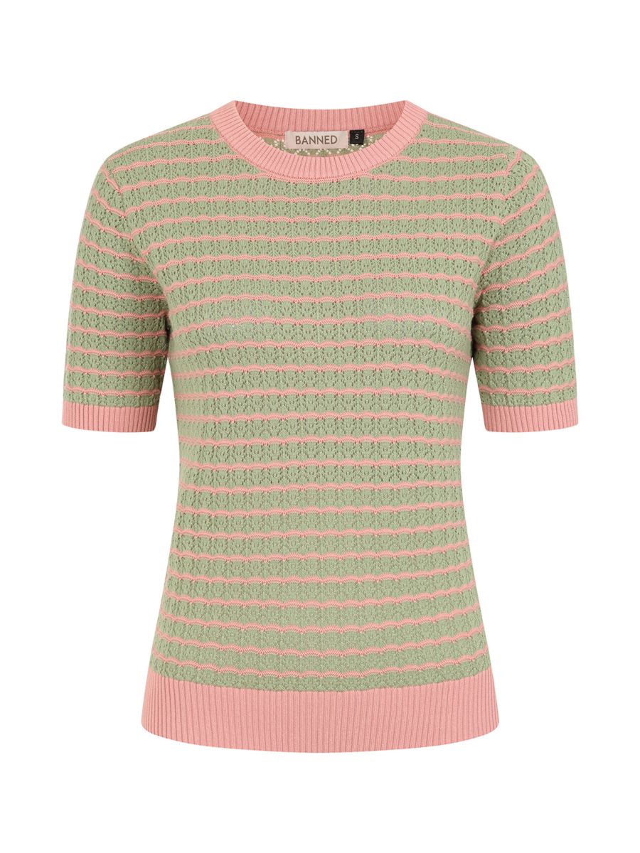 Banned Retro 40s Serena Jumper-Green/Pink