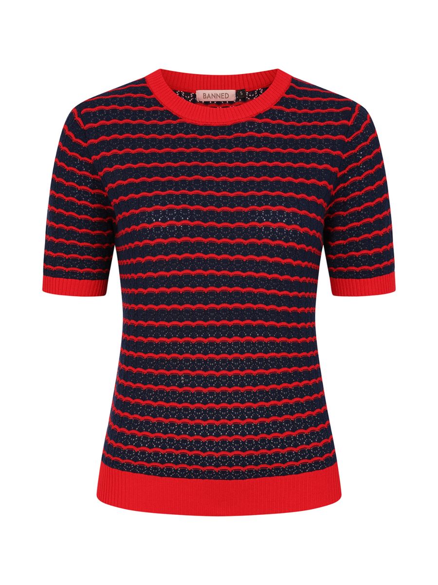 Banned Retro 40s Serena Jumper-Navy/Red