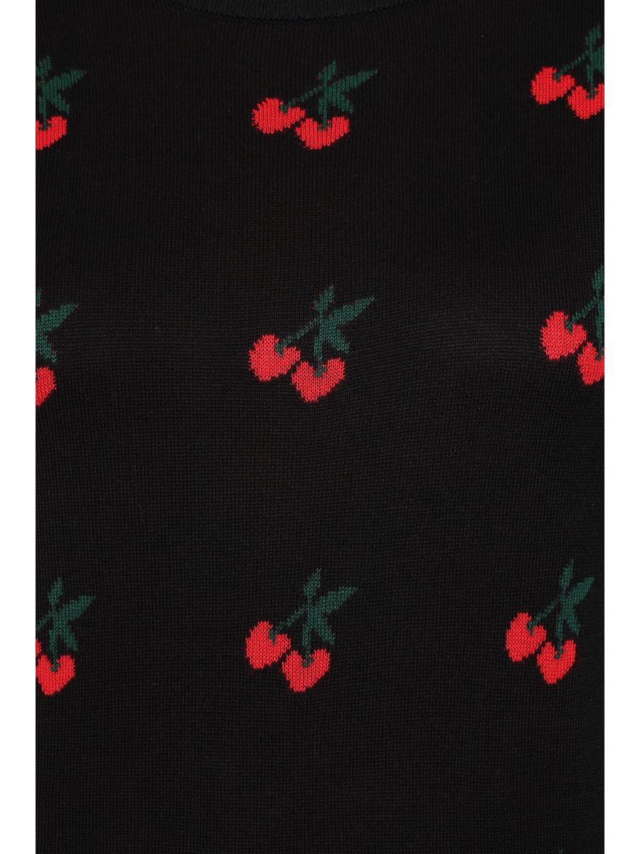 Banned Retro 50s Sonia Fair Isle Cherry Top-Black