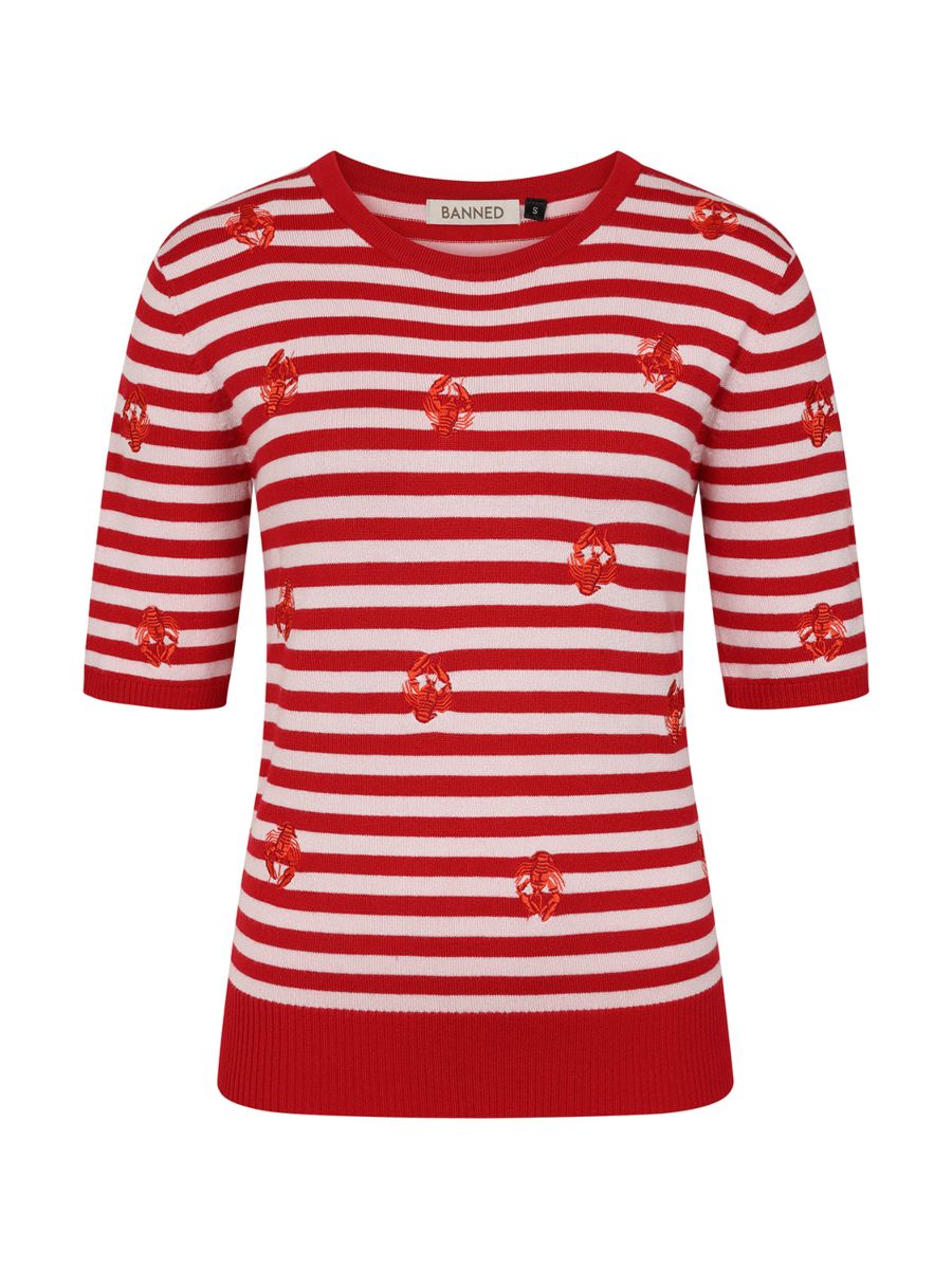 Banned Retro 50s Ruby Lobster Love Jumper-Red