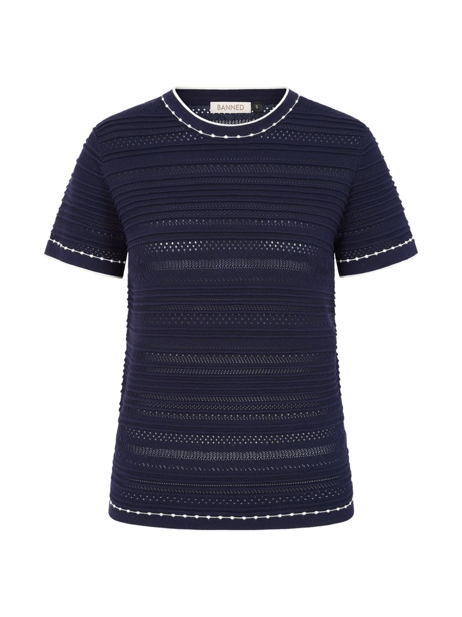 Banned Retro 50s Ruby Perforation Jumper-Navy