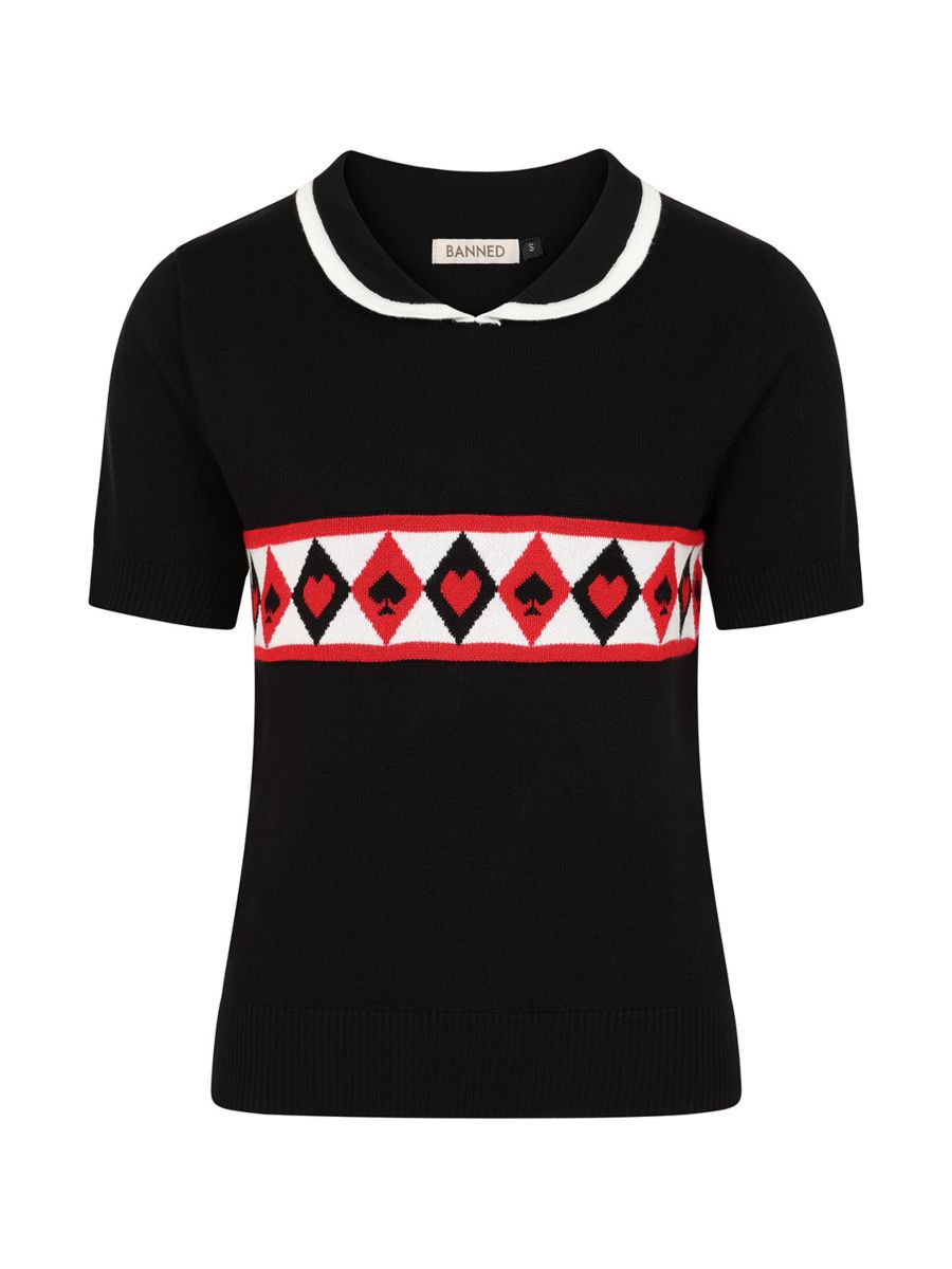 Banned Rockabilly Mila Ace Knitted Jumper-Black