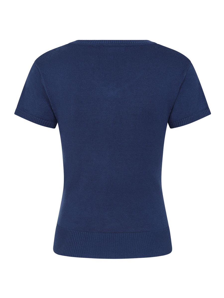 Banned Rockabilly Marine Molly Knitted Jumper-Navy/Red