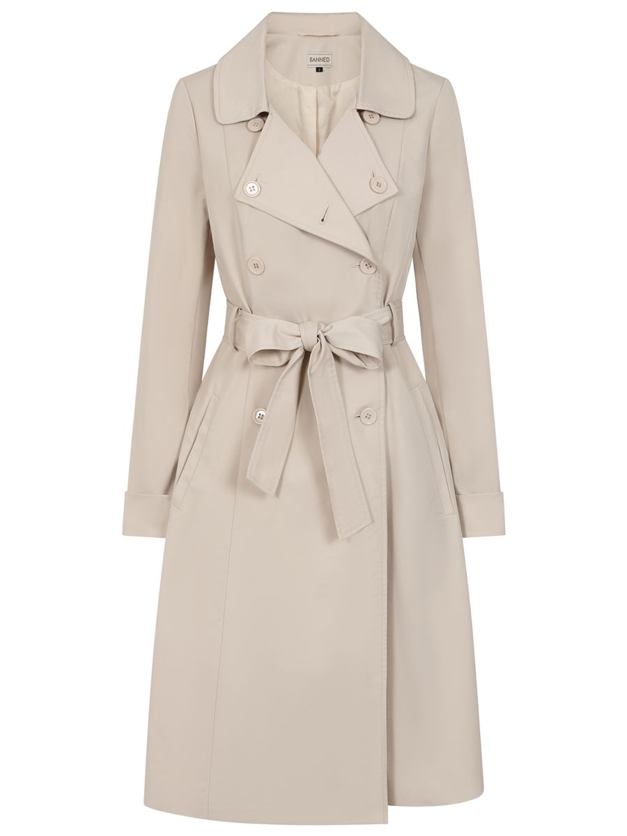 Banned 40s Retro Anita Trench Coat Beige-Beige