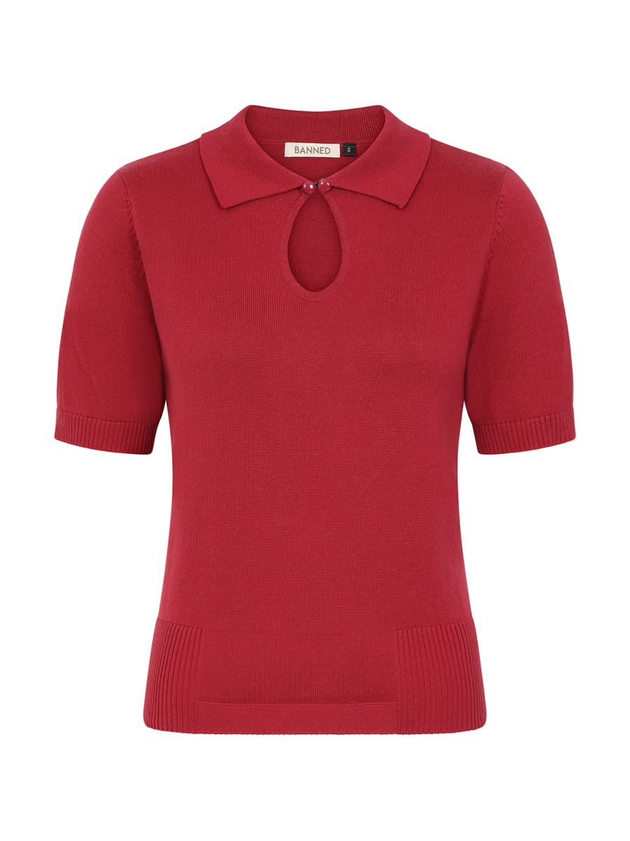 Banned Retro 40s Rosanna Knitted Top-Burgundy