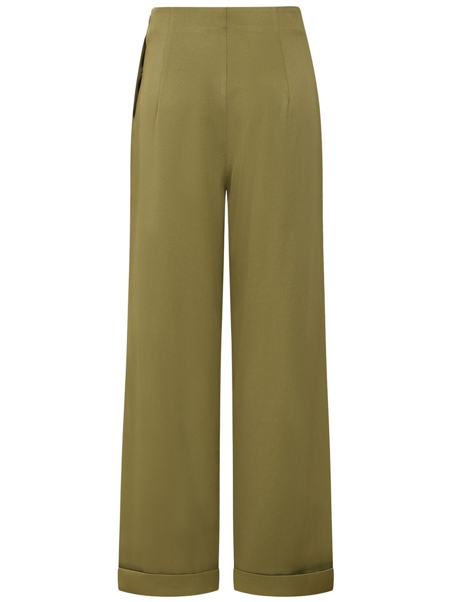 Ottavia 40s Classic Trousers With Buttons On Side-Olive