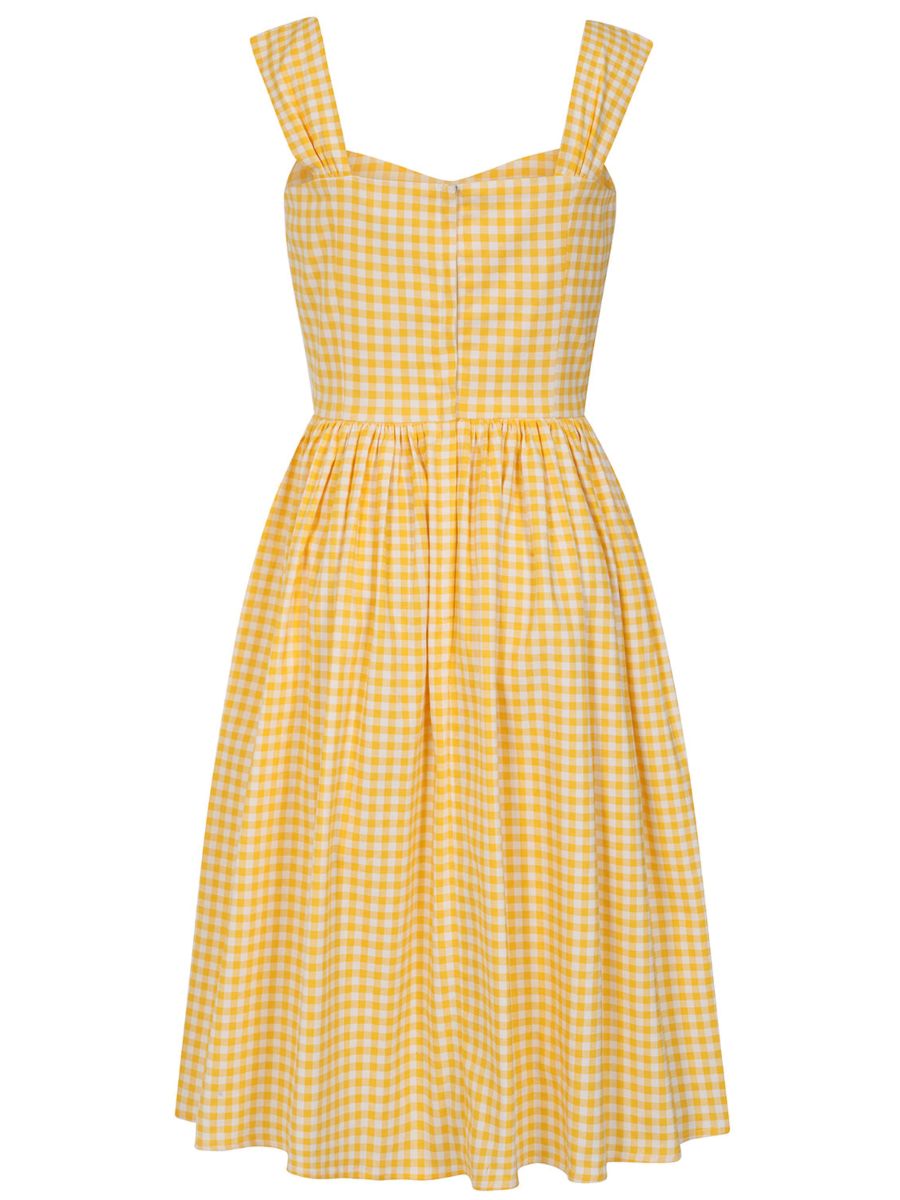Banned Retro 50s Eliza Gingham Swing Dress-Yellow