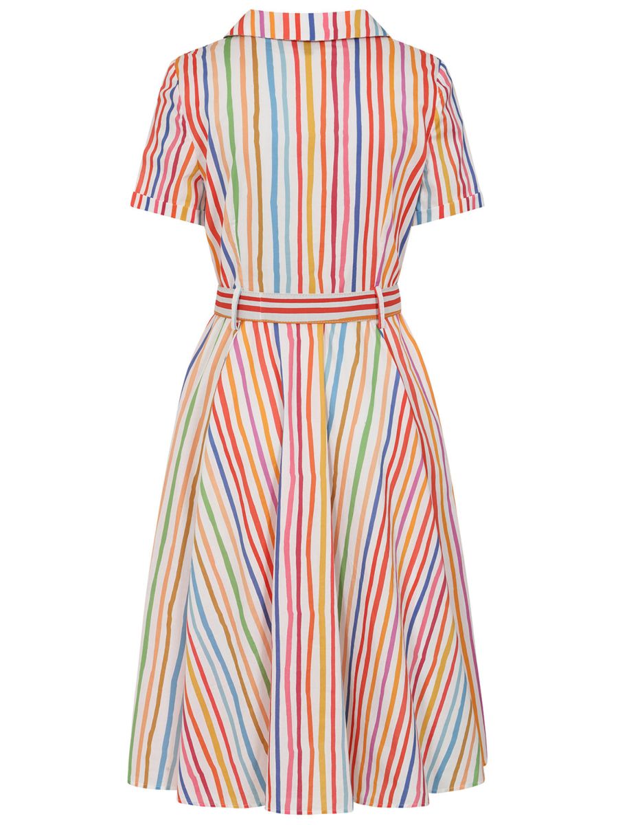 Banned Retro 50s Bella Multi Stripe Swing Full Circle Dress-Multicolor
