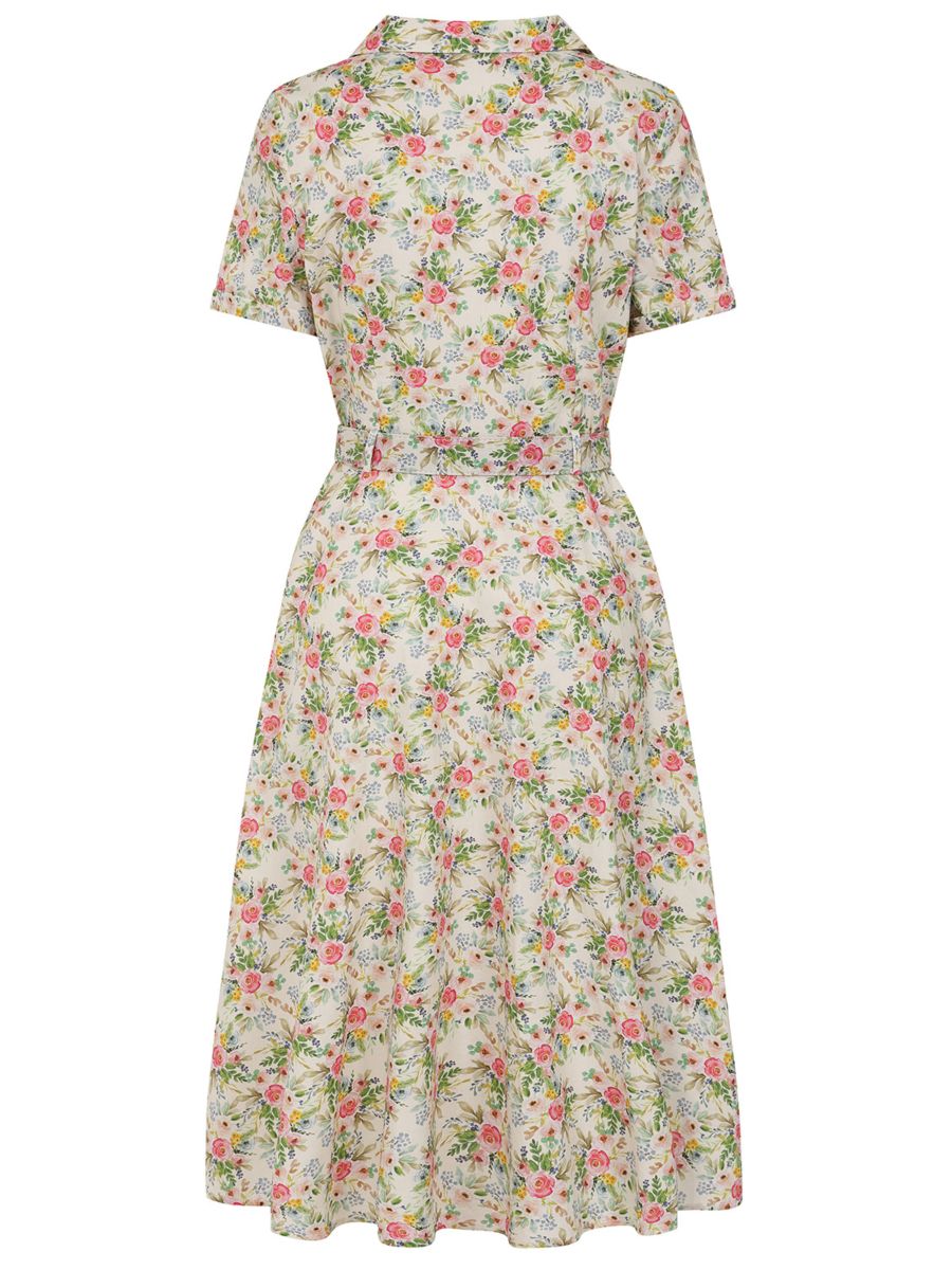 Banned Retro 40s Kate Bloom Dress-Cream