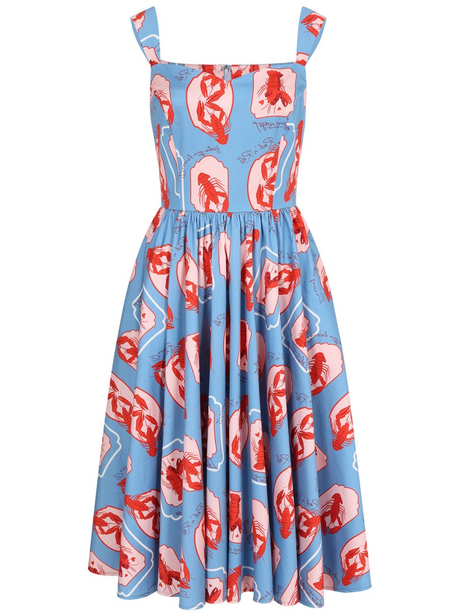 Banned Retro 50's Winnie Lobster Love Dress-Blue