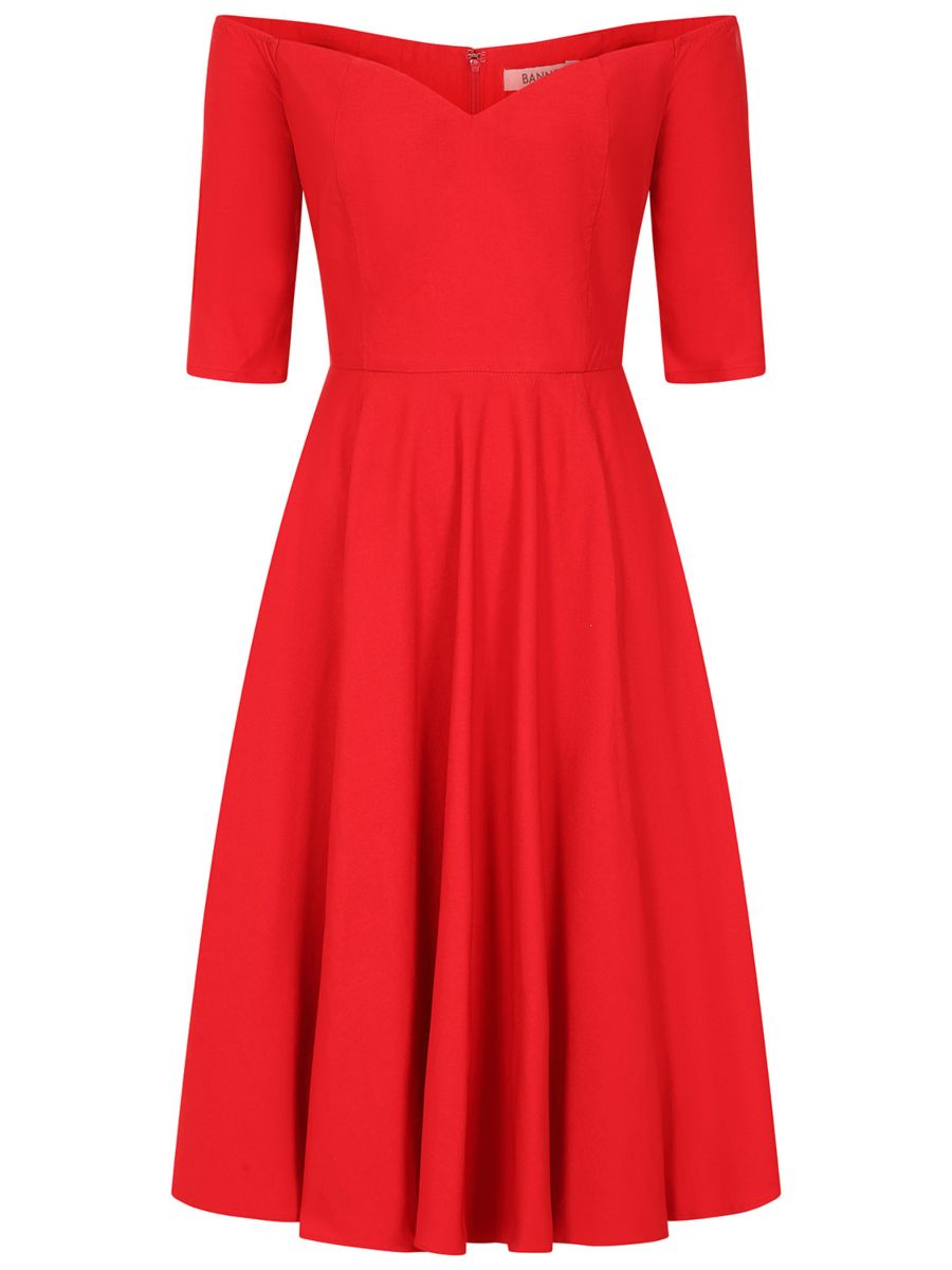 Banned Retro 50s Amalia Swing Dress-Red