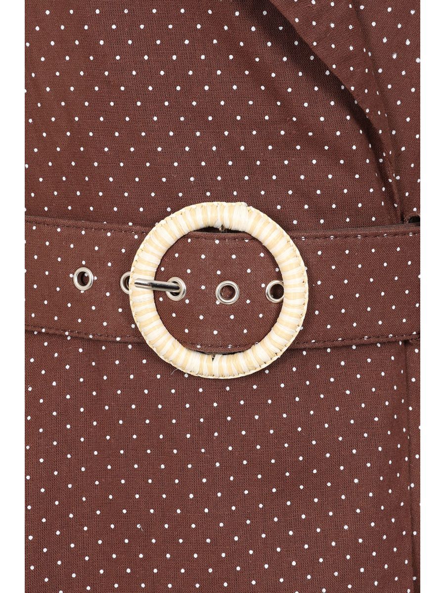 Banned Retro 50s Sky Polka Wrap Dress-Brown