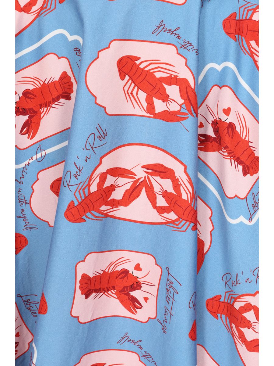 1950's Banned Retro Cary Lobster Love Skirt-Blue