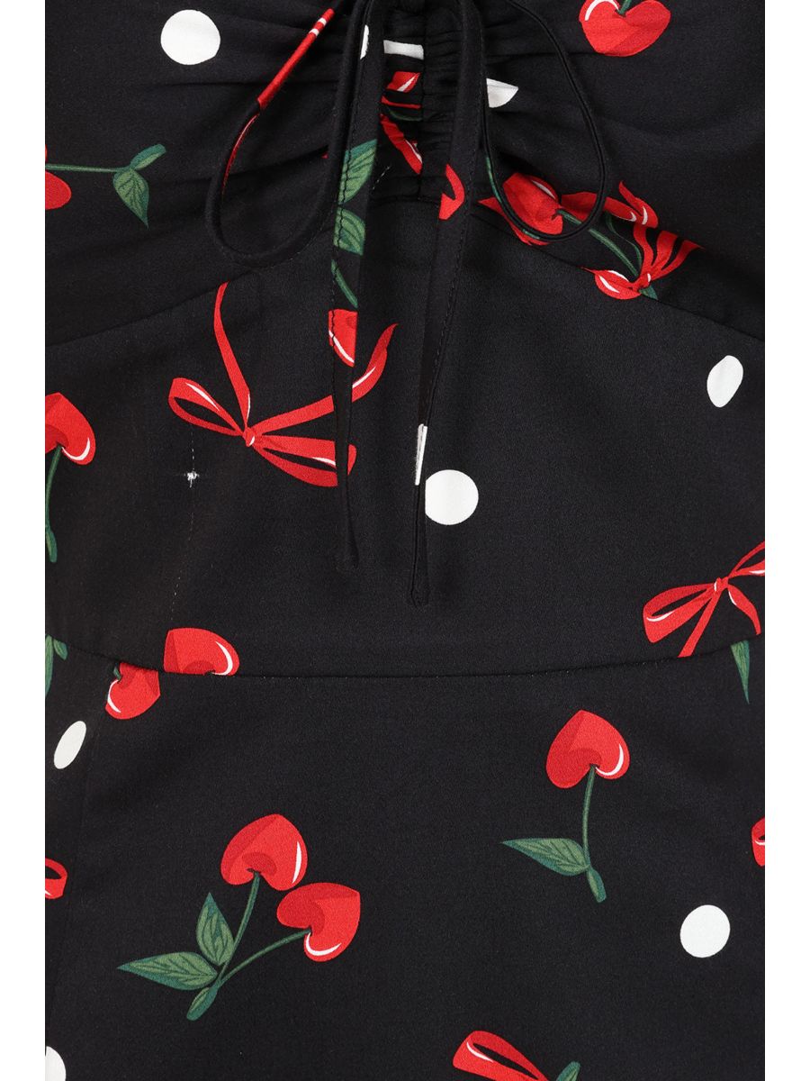 Banned Retro 50s Tullia Cherries And Bows Pencil Dress-Black