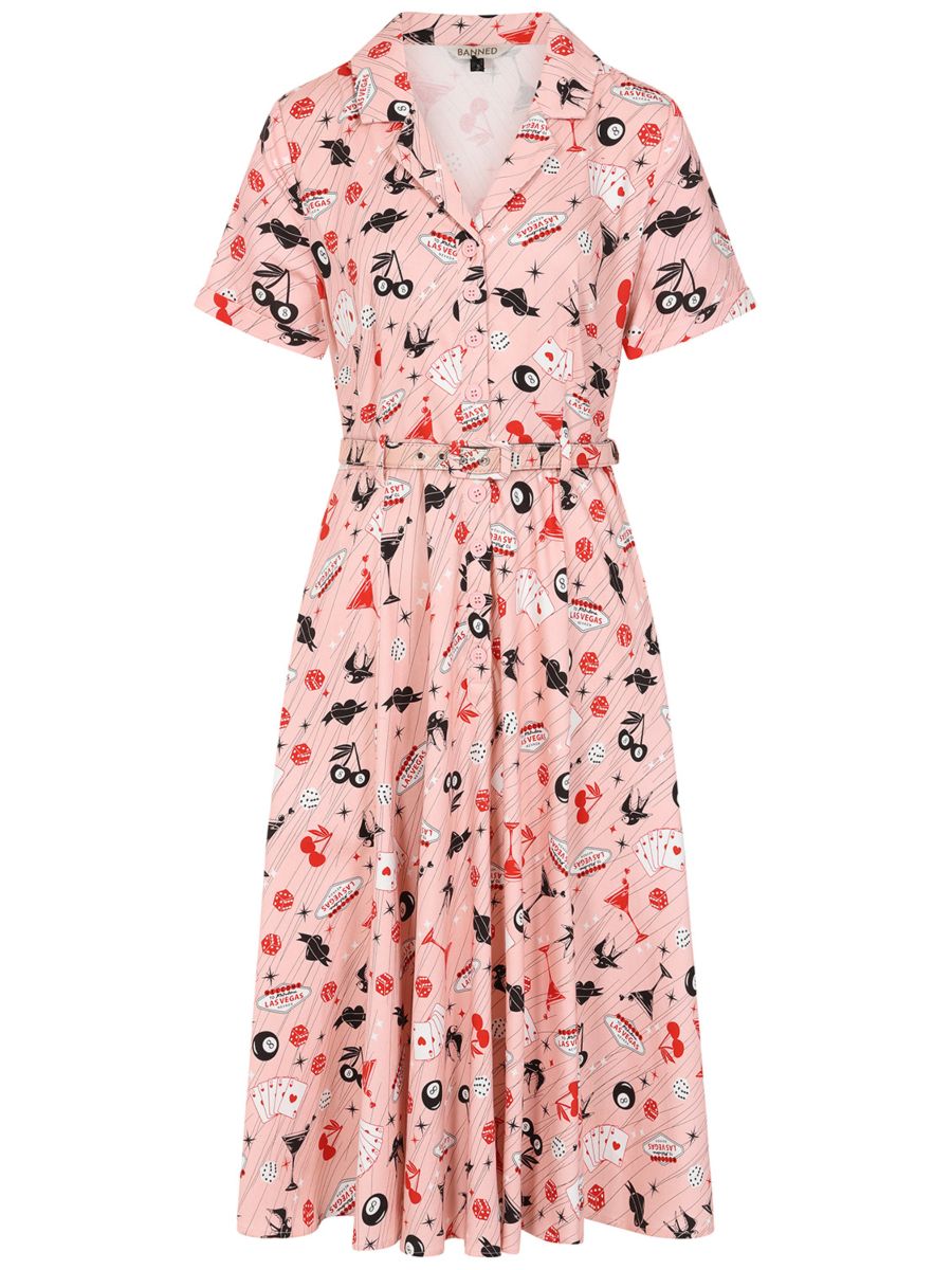 Banned Retro 50s Bella Viva Las Vegas Swing Dress-Pink