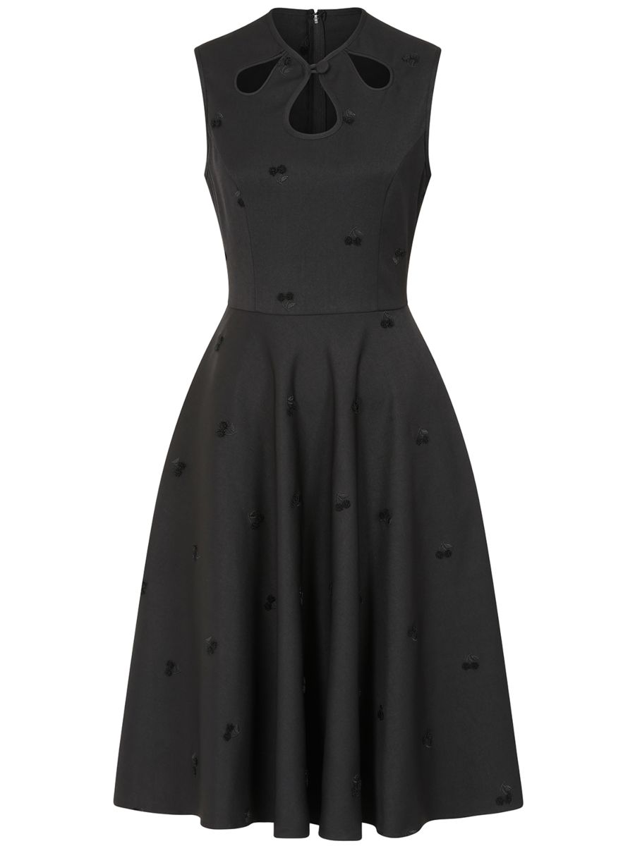 Banned Retro 50s Daisy Cherry Dress-Black