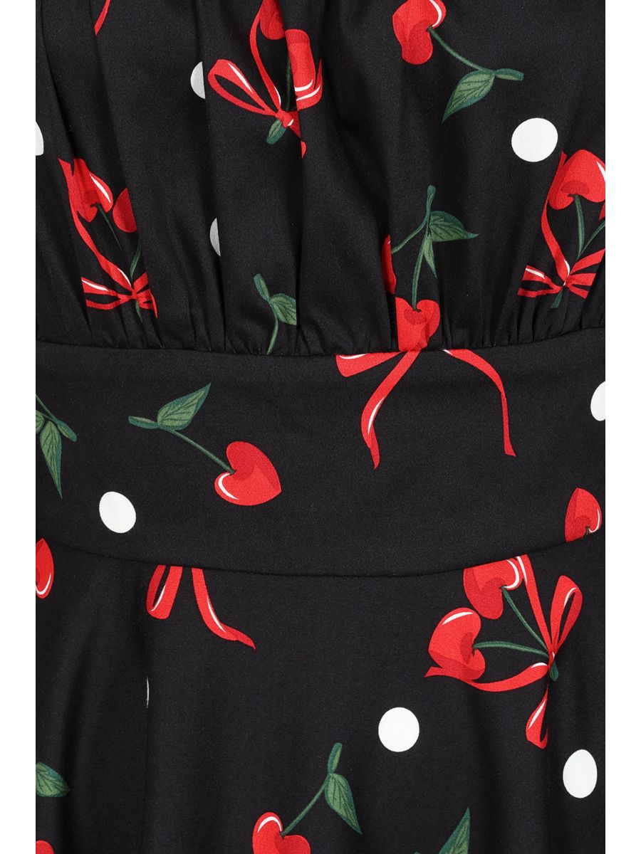 Banned Retro 50s Mina Cherries And Bows Swing Full Circle Dress-Black