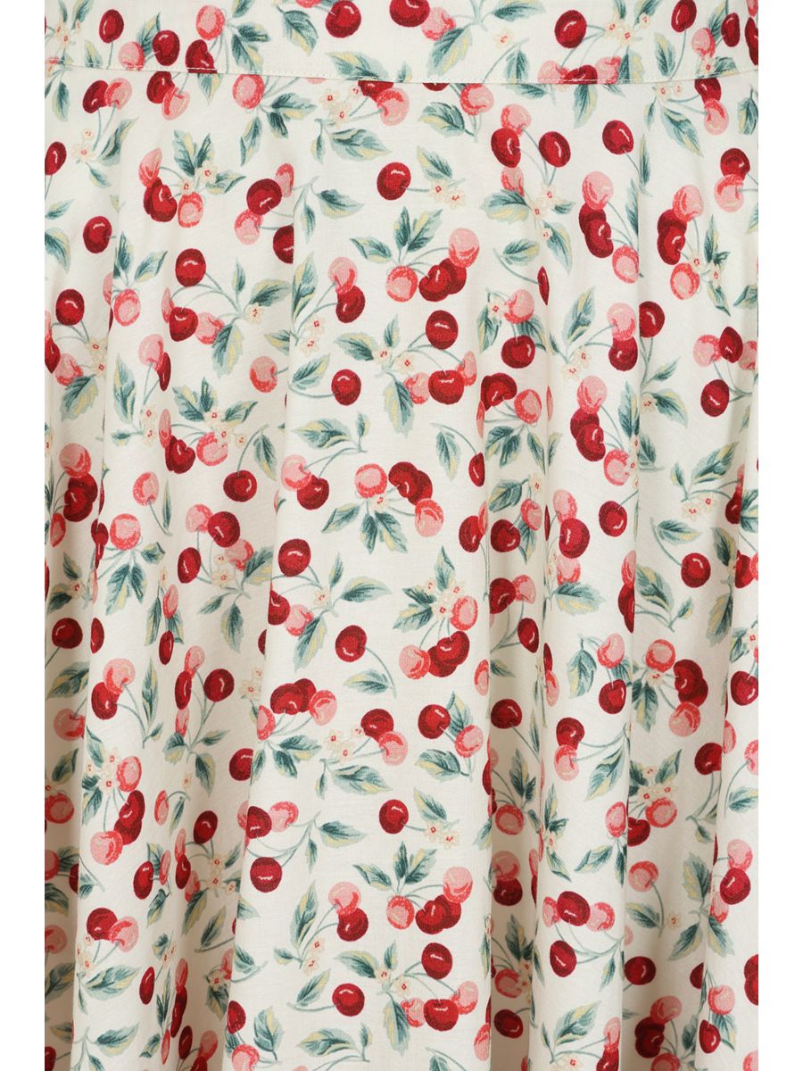 1950's Banned Retro Cary Cherry Skirt-Cream
