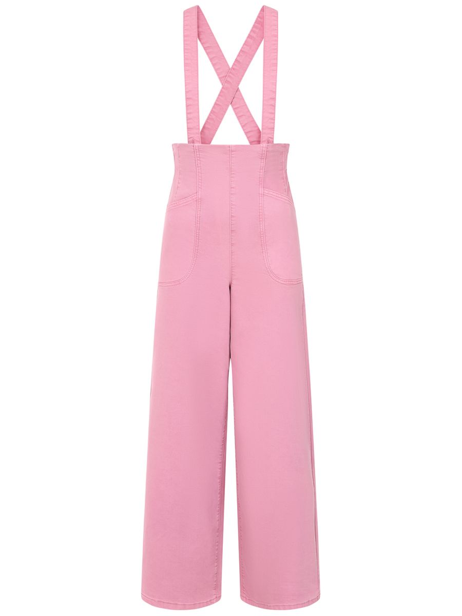 Banned Retro Jolene 50s High Waist Suspender Jeans-Dark Pink