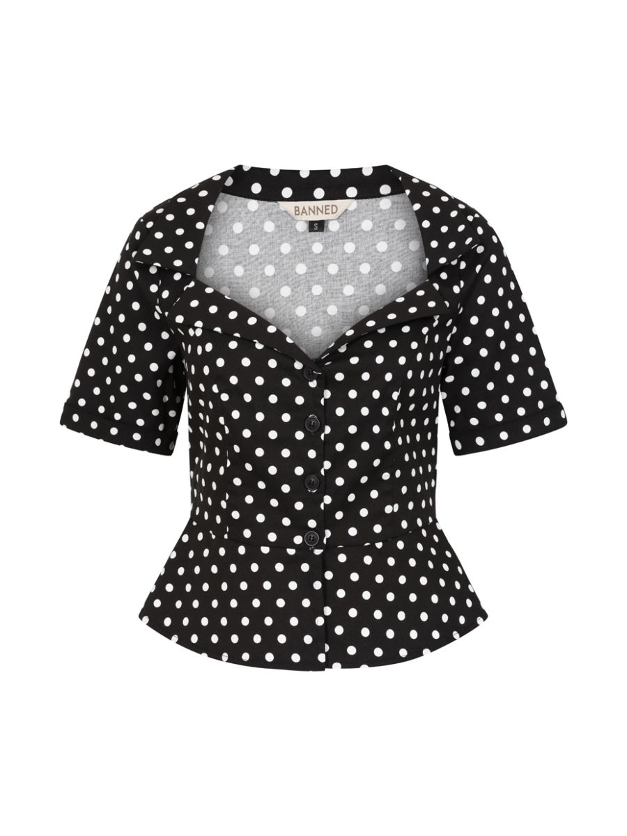 Banned Retro Marion Polka Dot Blouse And-Black
