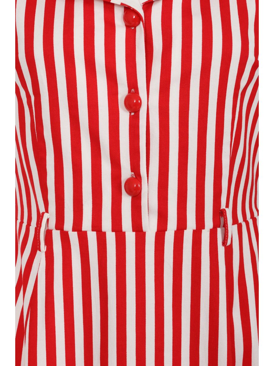 Banned Retro 50s Genevieve Swing Striped Dress-Red
