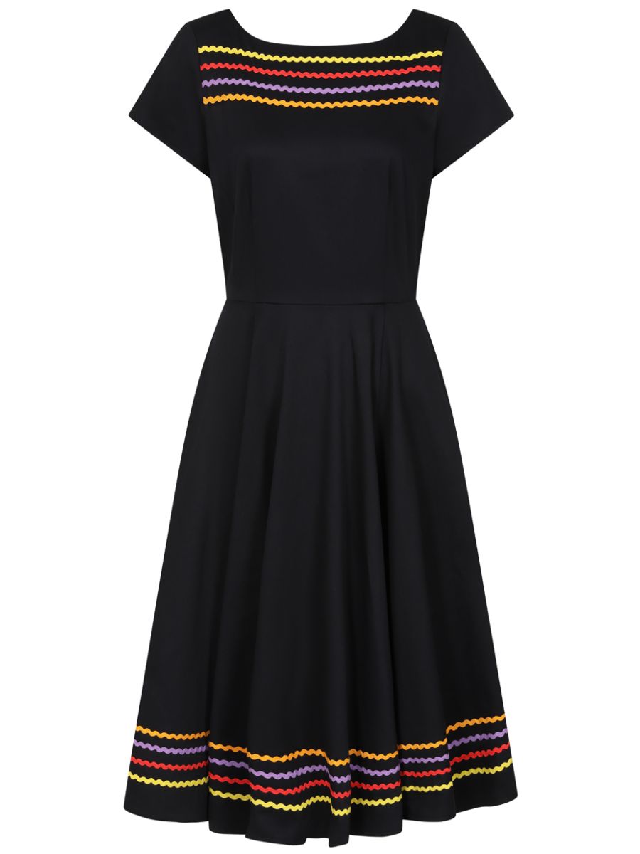 Banned Retro 50s Carmen Full Skirt Swing Dress-Black