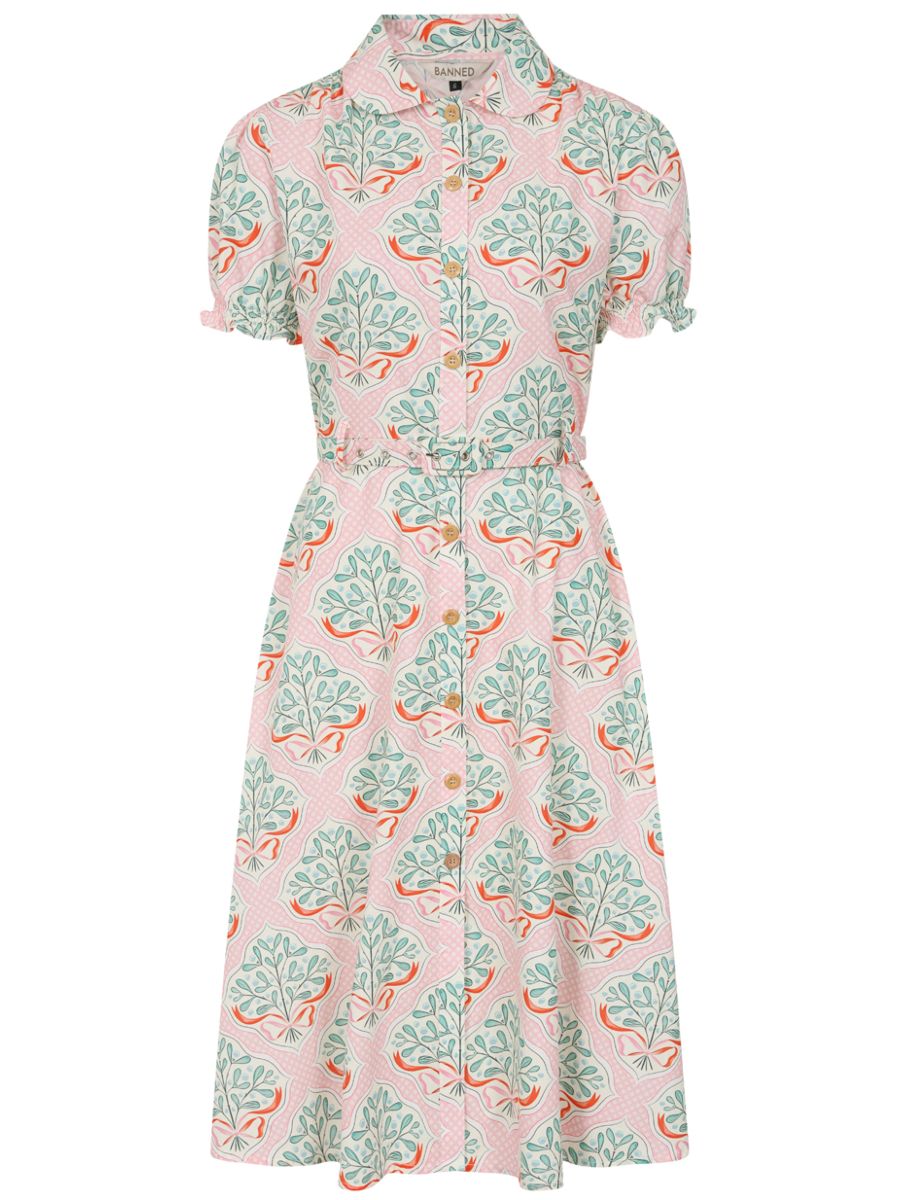 Banned Retro 50s Star Folk P|ink Dress-Pink