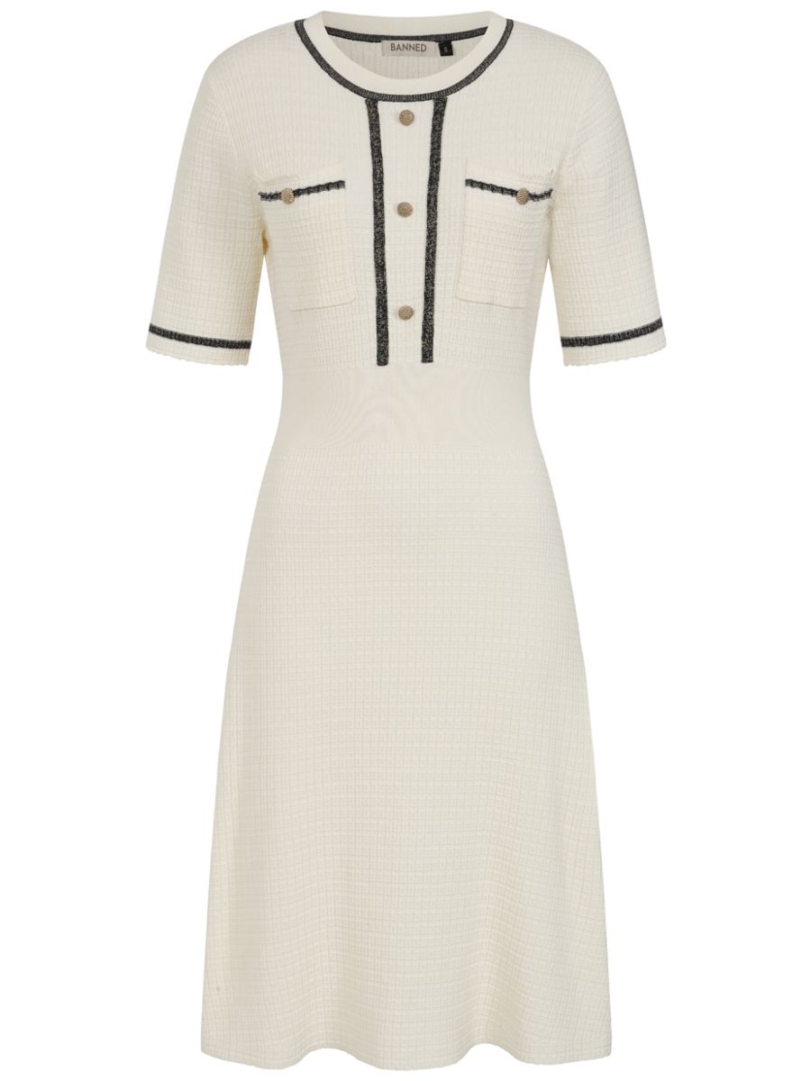 Banned Retro 40s Davina Knit Dress-Cream