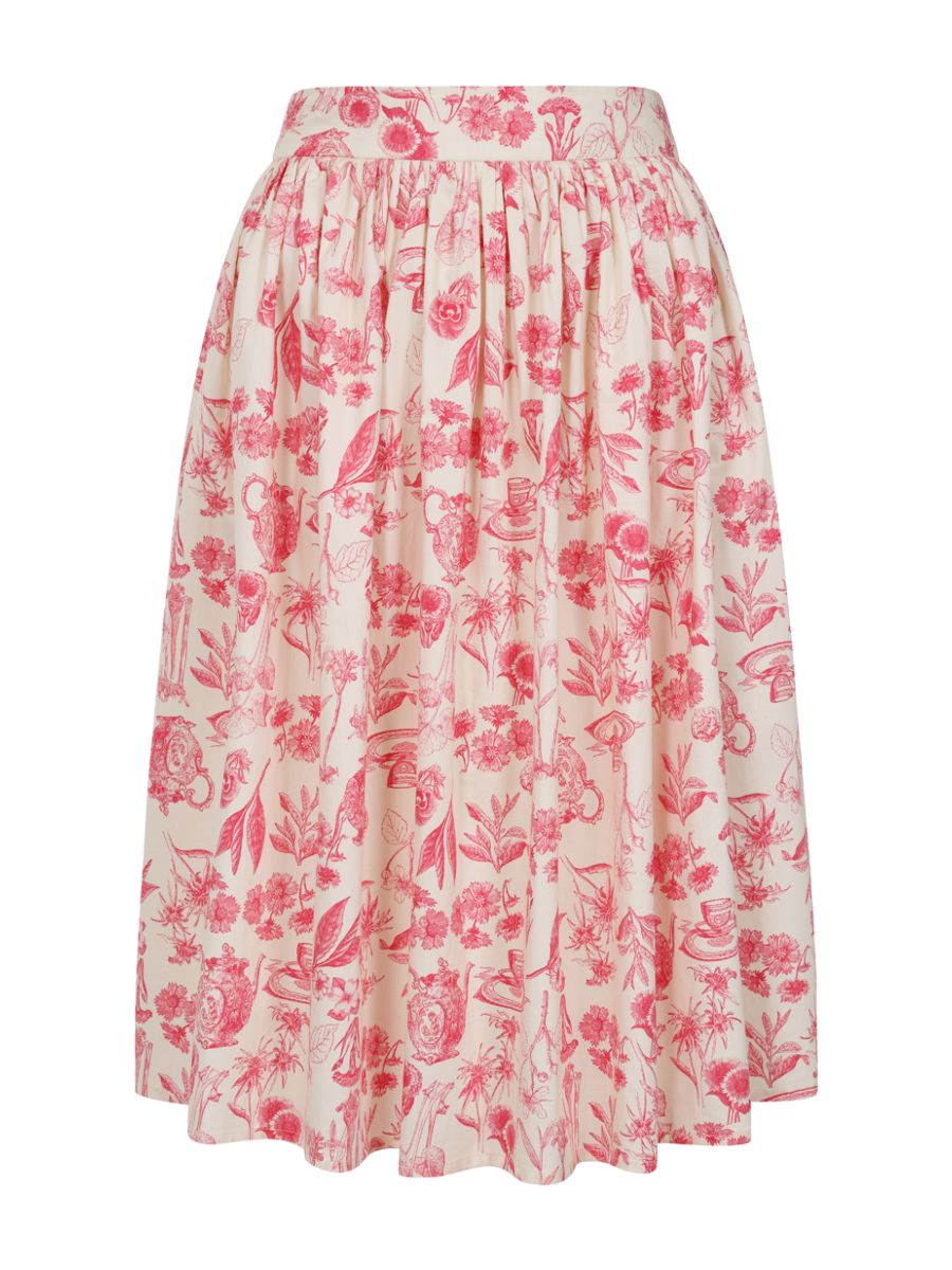 Banned Retro 50s Rosie Circle Floral Tea Swing Skirt-Cream