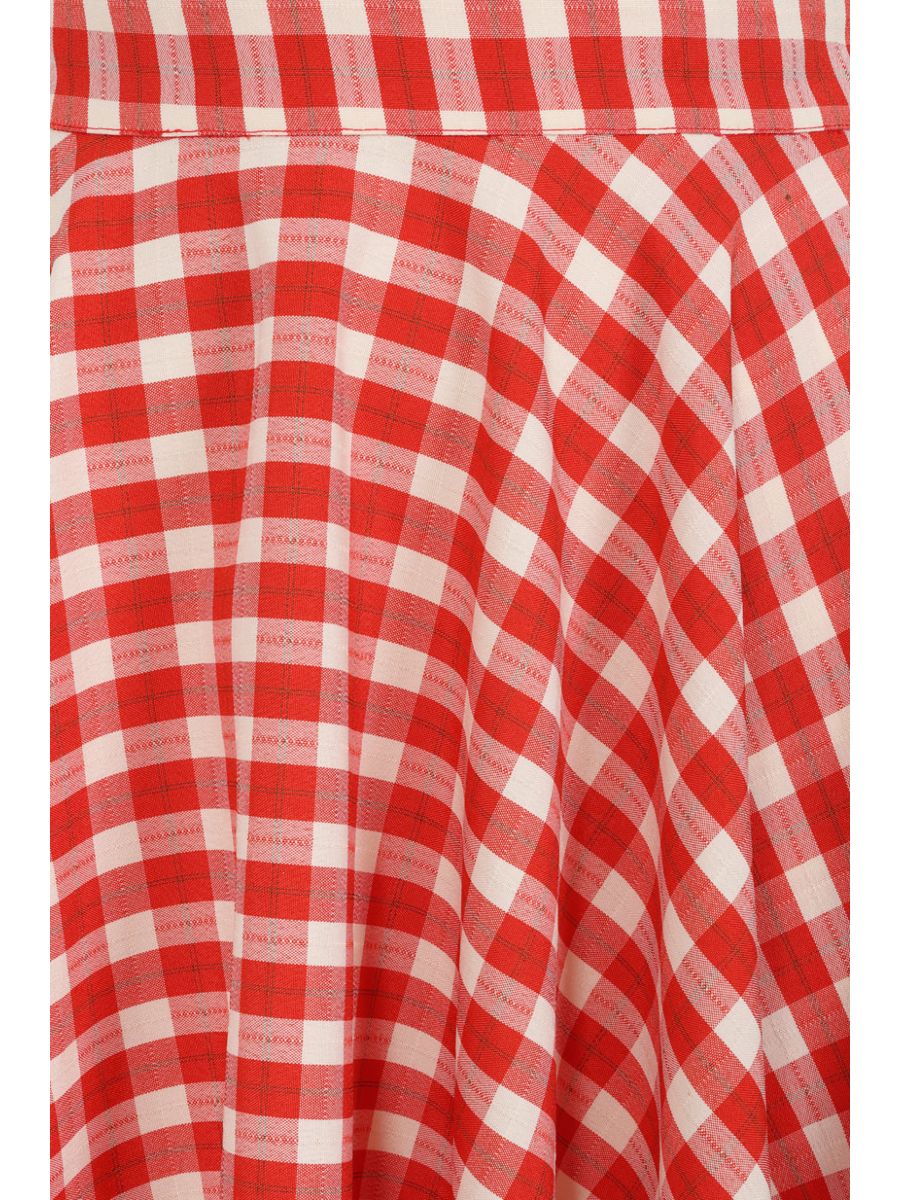 1950's Banned Retro Cary Picnic Check Skirt-Red