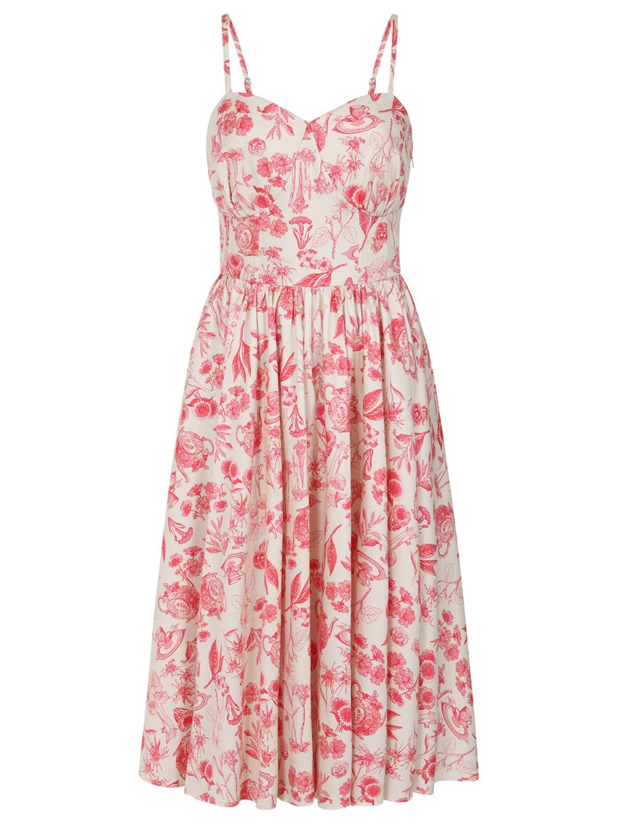 Banned Retro Jeanie Tea Floral Corset Dress-Cream
