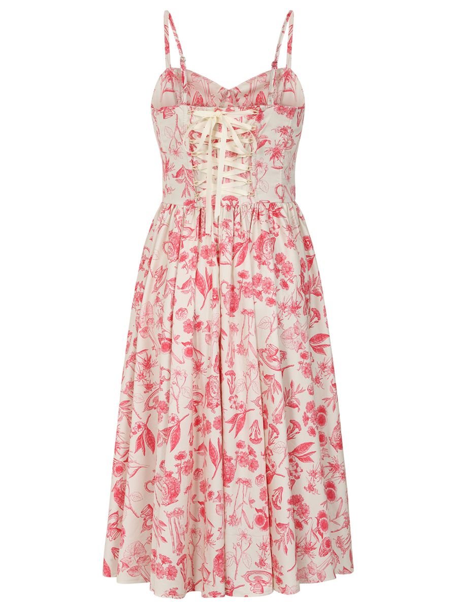Banned Retro Jeanie Tea Floral Corset Dress-Cream
