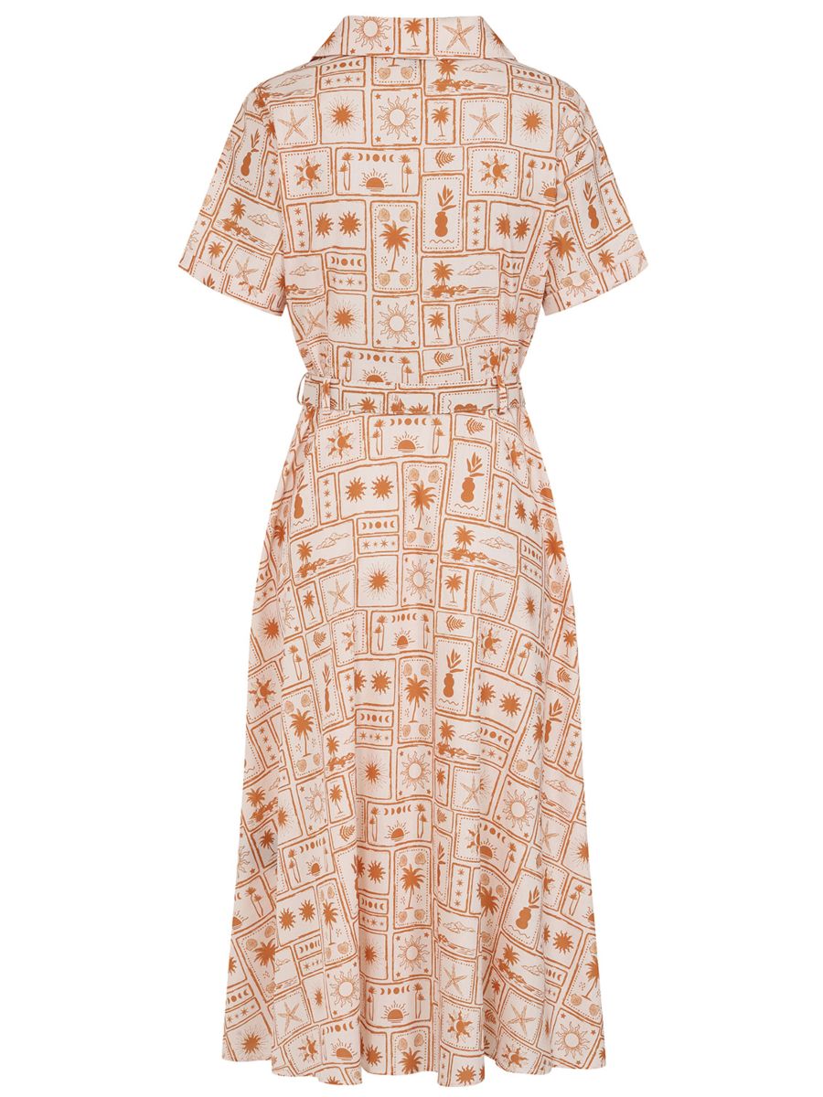 Banned Retro 40s Kate Tonal Tropic Dress-Brown